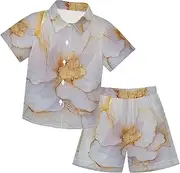 [Caihoyu] Little & Big Boy's Button Down Hawaiian Shirts and Shorts Set Toddler Boy Outfit Infant Little Boy Gift