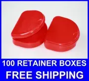 100 Red Denture Retainer Box Orthodontic Dental Case Mouth Bleach Brace White.