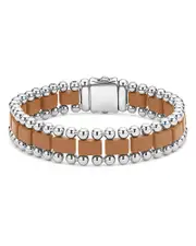 Lagos Men's Stainless Steel Anthem Tan Ceramic Link Bracelet - Exclusive