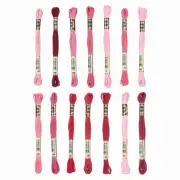 14 Skeins Embroidery Floss, Polyester Threads Multicolored Dark Red Pink