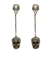 Alexander McQueen Pave Skull Chain Earrings One size Multicolor