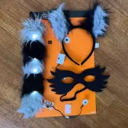 Hyde Eek Electronic Light Up Raccoon Mask Set Adult OS Headband Tail 3 Pieces