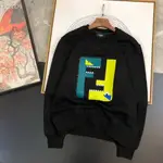 FENDI2024 新款拼色男圓領套頭長袖休閒大學T純棉