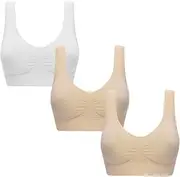 [Fanteecy] Women's Seamless Wirefree Sport Bras Supportive Comfort Lifting Bra Wireless Seamless Breathable Bra 3 Pack