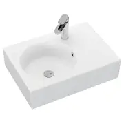Reba Left Bowl Wall Basin, 1 Tap Hole, Gloss White