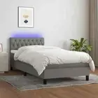 Box Spring Bed with Mattress & LED Dark Grey 100x200cm Fabric vidaXL