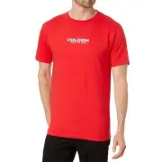 Volcom Men's New Euro Regular Ribbon Red Short Sleeve T Shirt (RNR)