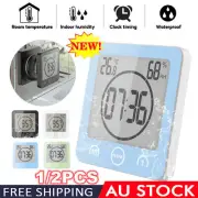 Digital Bathroom Shower Kitchen Wall Clock Timer Waterproof Temperature Humidity