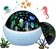 Baby Light Projector, Star Moon and Ocean Wave Sensory Projector Rotating Lights, Rechargeable Sensory Lights for Girls Boys (Blue)