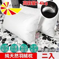 在飛比找Yahoo!奇摩拍賣優惠-【凱蕾絲帝】台灣製造專櫃級-高容量100%純天然超澎柔羽絨枕