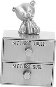 GARVALON First Tooth and Curl Keepsake Box Metal Drawer Type Elegant Tooth Storage Organizer for Fetal Hair Compact Design for Nursery Decor