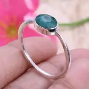 Solid 925 Sterling Silver Green Oval Emerald Stone Ring Customized Jewellery