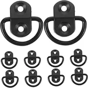 Anneome 10pcs Tie Down Anchor Truck Bed Hooks Car Trunk Bed Anchors Cargo Hooks Trailer Tie Down Rings Car Accessory Black Iron