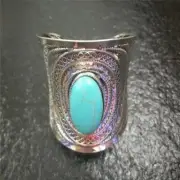 Antique Handcrafted Bracelet Charm Silver Cuff Bangle Turquoise Navajo Boho Vint