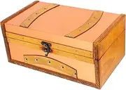 TEHAUX Box Retro Wooden Treasure Chest Box Vintage Keepsake Organizer with Lock Classic Decorative Storage for Coins Jewelry and Memorabilia Secure Latch for Safe Storage