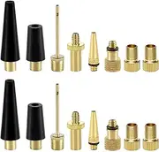 GAIVEK 16 Pcs Brass Bike Pump Adapter, Bicycle Valve Adapter Set, Schrader Valve, Presta Valve, Bicycle Inflator Kit, DV AV SV Bike Valve Adaptor Converter for Tire Inflator Air Pump Compressor