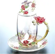 Beer Mug 320 / 350ML Beautiful Enamel Cup Glass Household Set Flower Tea Crystal Coffee Cup Beer Mug Couple Wedding Gift Beer Mugs (Size : A2)