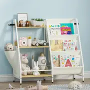 Advwin 2-in-1 Kids Bookshelf 3-Tier Bookcase Children Toy Storage Organizer Rack