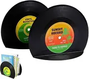 Records Bookends | Record Shaped Book Holder | Book Ends Decorative, Desk Decor Records Bookends for, Bedside Table, Desk, Coffee Table,