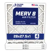 Filter King 28x27.5x1 Air Filter 4-PACK MERV 8 Actual Size 28 x 27.5 x .75"