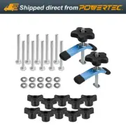 POWERTEC 71842 T-Track Knobs, Hex Bolts & Washers, 2 Mini Hold-Down Clamps