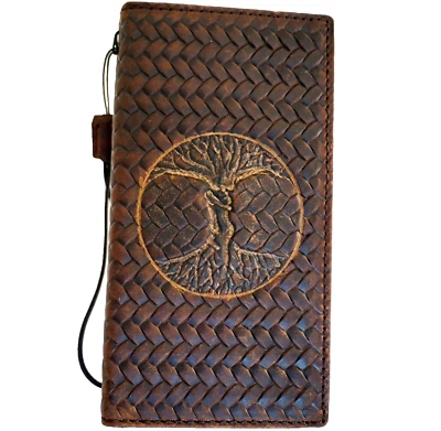 Genuine Leather case for Iphone 14 13 12 15 Pro Max Wallet XR 8 The Tree of Life