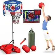 Eaglestone Kid Basketball Hoop Indoor with LED Lights & Scoreboard,Toddler Basketball Hoop Adjustable Height 2.9ft-6ft, Mini Hoop Outdoor with 3 Balls,Basketball Toy Gifts for 3-12 Year Old Boys Girls