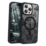 Magnetic for iPhone 15 Pro Max Case, Cute Butterfly Pattern Phone Case iPhone