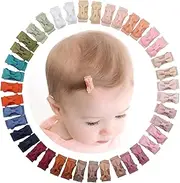 CÉLLOT 40pcs Mini 1.2" Grosgrain Ribbon Snap Clips - Tiny Fine Thin Hair Bows in Pairs for Baby Girls, Toddlers, and Infants