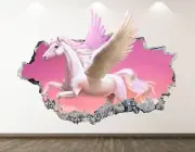 Pegasus Unicorn Wall Decal Decor 3D Smashed Fantasy Sticker Poster Kids BL362