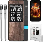 Wireless Meat Thermometer, Multi Sensors Digital Food Thermometer with Ultra-Thin Probes, App&Host Control- Accuracy Bluetooth Meat Thermometer for BBQ, Oven, Grill, Smoker