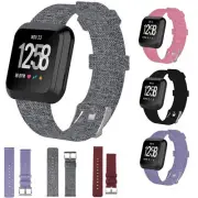 Woven Fabric Strap Wrist Bands w/ Stainless Metal Clasp for Fitbit Versa Tracker