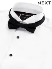 White/Black Slim Fit Single Cuff Shirt And Bow Tie Pack (Q73138) | $66