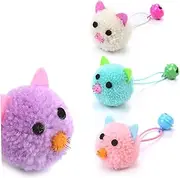 ERINGOGO 5pcs Plush Ball Cat Mouse Head with Bell Sound Interactive Molar Chew Props for Cats Reducing Boredom and Destructive Behavior Safe Plush Material Random Colors Random Color