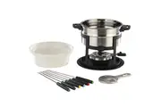 Fondue Stainless Steel Set 12pcs Cheese Chocolate Magnet Fork Guide 6 Forks Bowl