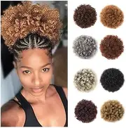 Hairpiece Afro Puff Drawstring Ponytail Hairpieces Synthetic Short Afro Kinky Curly Hair Bun Extension Daily Use(33)