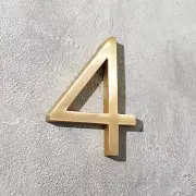 CB2 AURELE 4" BRUSHED BRASS Modern HOUSE NUMBER 4