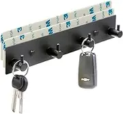 Key Hooks for Wall, Self Adhesive Key Holder for Wall with 2 Self-Adhesive Tapes, No Damage Key Holder Rack for Wall with 4 Key Hooks for Entryway, Door, Bathroom, Kitchen