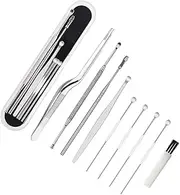 Stainless Steel Ear Wax Picker Set Ear Wax Cleaner Tools with Skid Resistant Handle for Safe Use Comes with Storage Box Silver