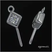 1PC Sterling Silver CZ Rhombus Pendant Connector Bail #97258