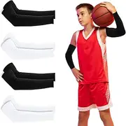 [CIATBYYJ] 4Pairs Kids Arm Sleeves Thinly UV Sun Protection Cooling Arm Cover Compression Sleeves for Youth Boys Girls