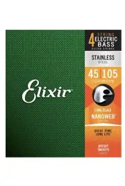 Elixir 14677 Stainless Steel Bass Strings NANOWEB Light/Medium Long Scale 45-105