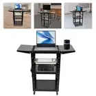 Rolling Laptop Desk Adjustable Height Computer Table Stand up Office Workstation
