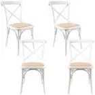 Aster Crossback Dining Chair Set of 4 Solid Birch Timber Wood Ratan Seat White D