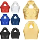 Agoky Kids Girls Sequins Vest Mock Neck Jazz Latin Hip Hop Modern Dance AU