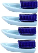 Mikinona 4pcs Chopsticks Holder Japanese Style Classical Boat Design and Practical Chopstick Rest for Dining Table Decor Present for Housewarming Blue
