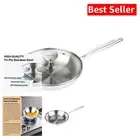 Durable 9.5" Stainless Steel Wok with Glass Lid - Perfect for Induction Cooking