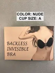 SILICONE STICKY GEL INVISIBLE BACKLESS WIRE FREE BRA 'A' CUP NUDE COLOR