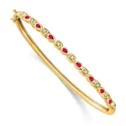 14k Yellow Gold Ruby and Natural Diamond Bangle