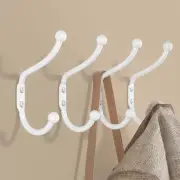 White Wall Hooks - 4 Pack Metal Wall Mounted Coat & Towel Hooks for Clothes, ...